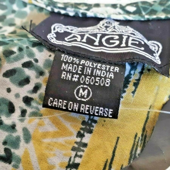 Angie Green Purple Yellow Geometric Short Sleeve - Picture 6 of 6